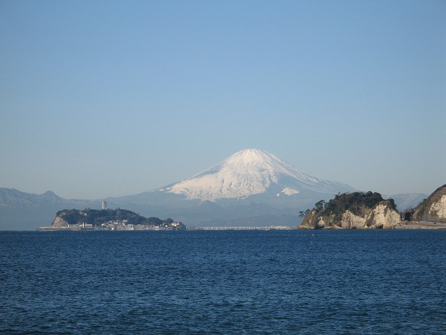 江ノ島、富士山、稲村ガ崎
